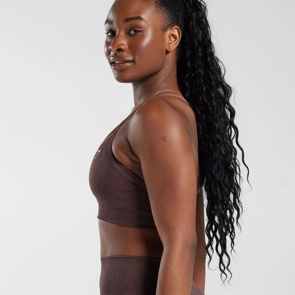 Gymshark ADAPT FLECK SEAMLESS SPORTS BRA Medium Support Chocolate BrownSmall Nwt - Picture 3 of 7